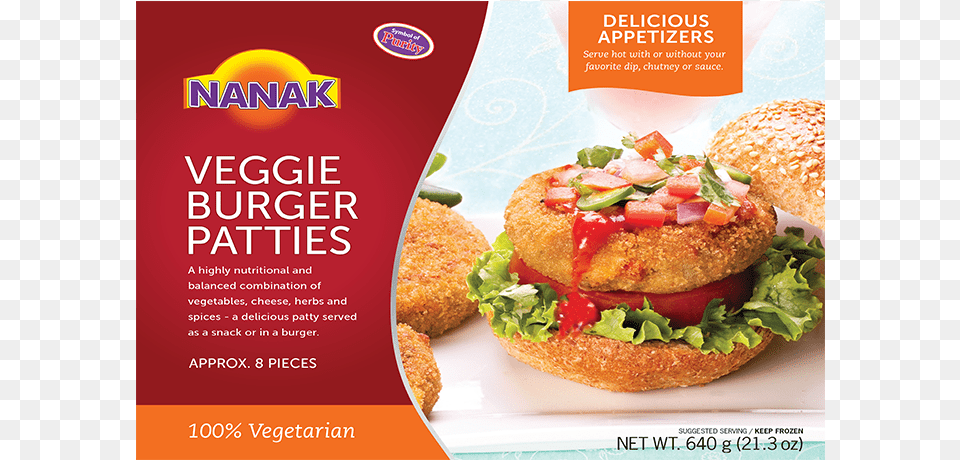 Nanak Veggie Burger Patties, Advertisement, Poster, Food, Sandwich Png