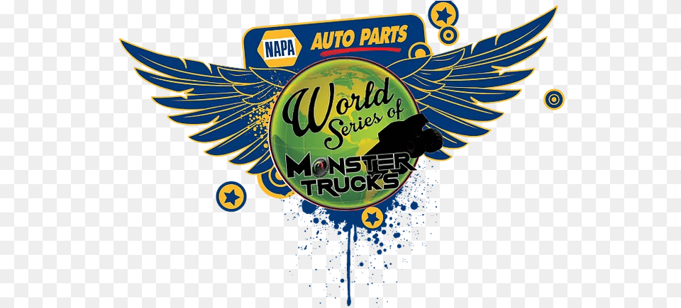 Napa Monster Truck Racing And Freestyle World Series Soccer Ball With Crown Wings, Logo, Emblem, Symbol, Animal Free Transparent Png