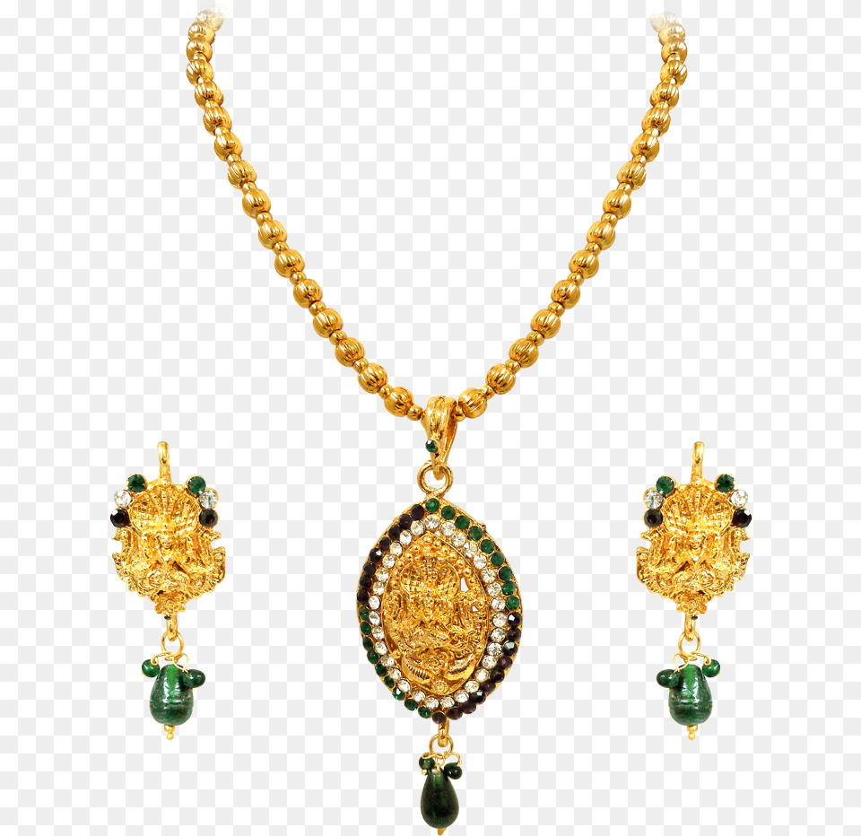 Narayani Pear Shape Greenampwhite Kundan Polki Goddess Pendant Design In Gold, Accessories, Jewelry, Necklace, Earring Free Png