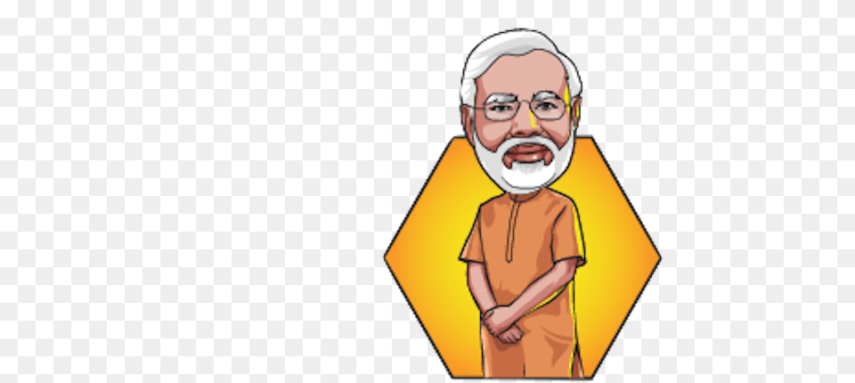 Narendra Modi Stickers Messages Sticker 5 Modi Cartoon Drawing, Face, Head, Person, Photography Png Image