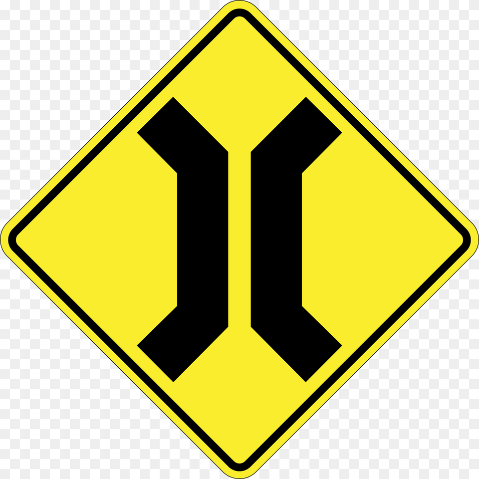Narrow Bridge Ahead Sign In Argentina Clipart, Symbol, Road Sign Free Png Download