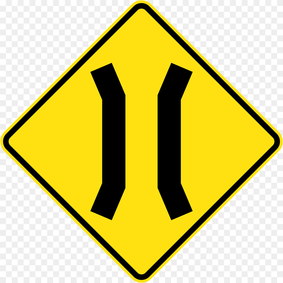 Narrow Bridge Ahead Sign In Australia Clipart, Symbol, Road Sign Png