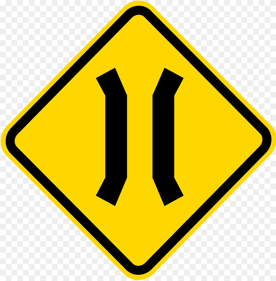 Narrow Bridge Ahead Sign In Brazil Clipart, Road Sign, Symbol Free Transparent Png
