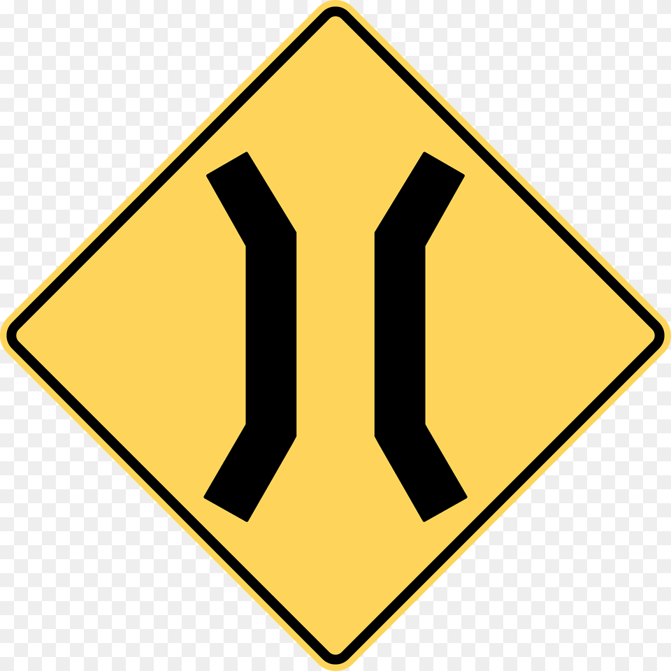 Narrow Bridge Ahead Sign In British Columbia Clipart, Road Sign, Symbol Free Transparent Png