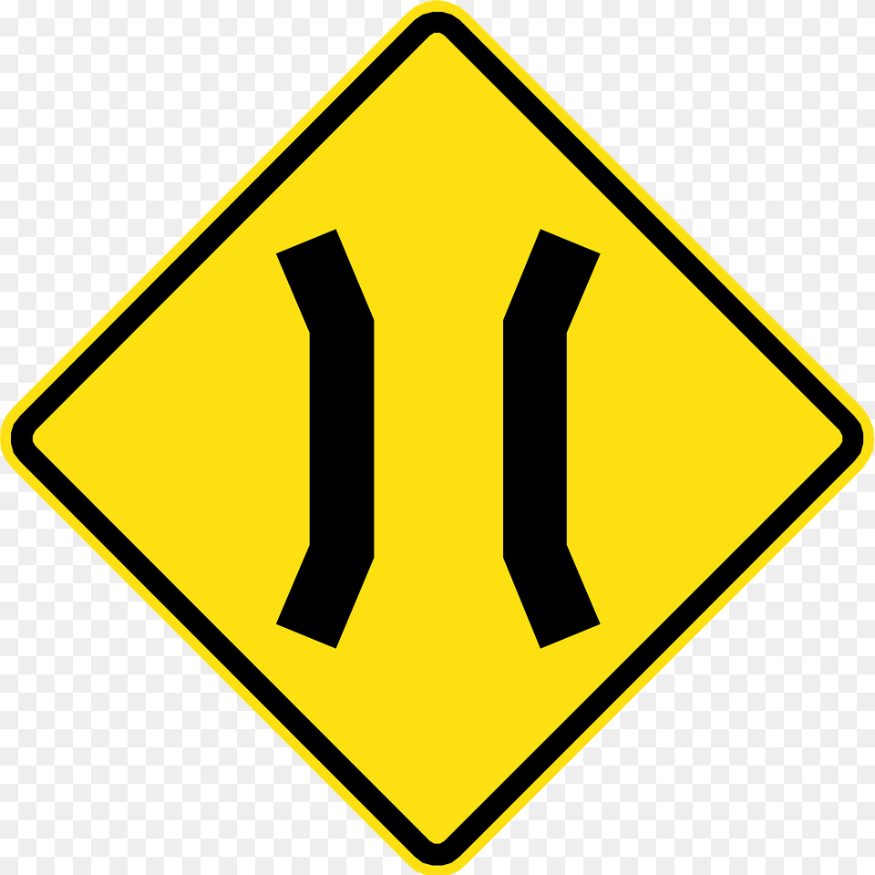 Narrow Bridge Ahead Sign In Chile Clipart, Road Sign, Symbol Png Image