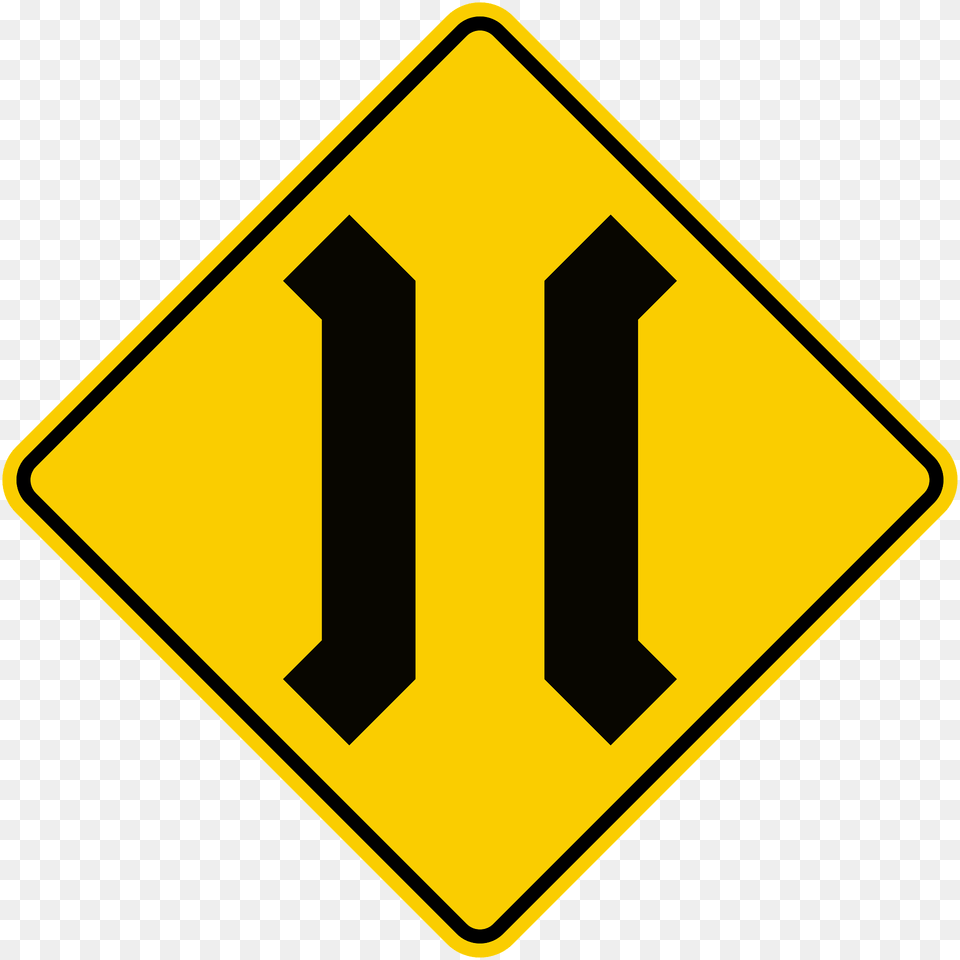 Narrow Bridge Ahead Sign In Colombia Clipart, Symbol, Road Sign Free Png