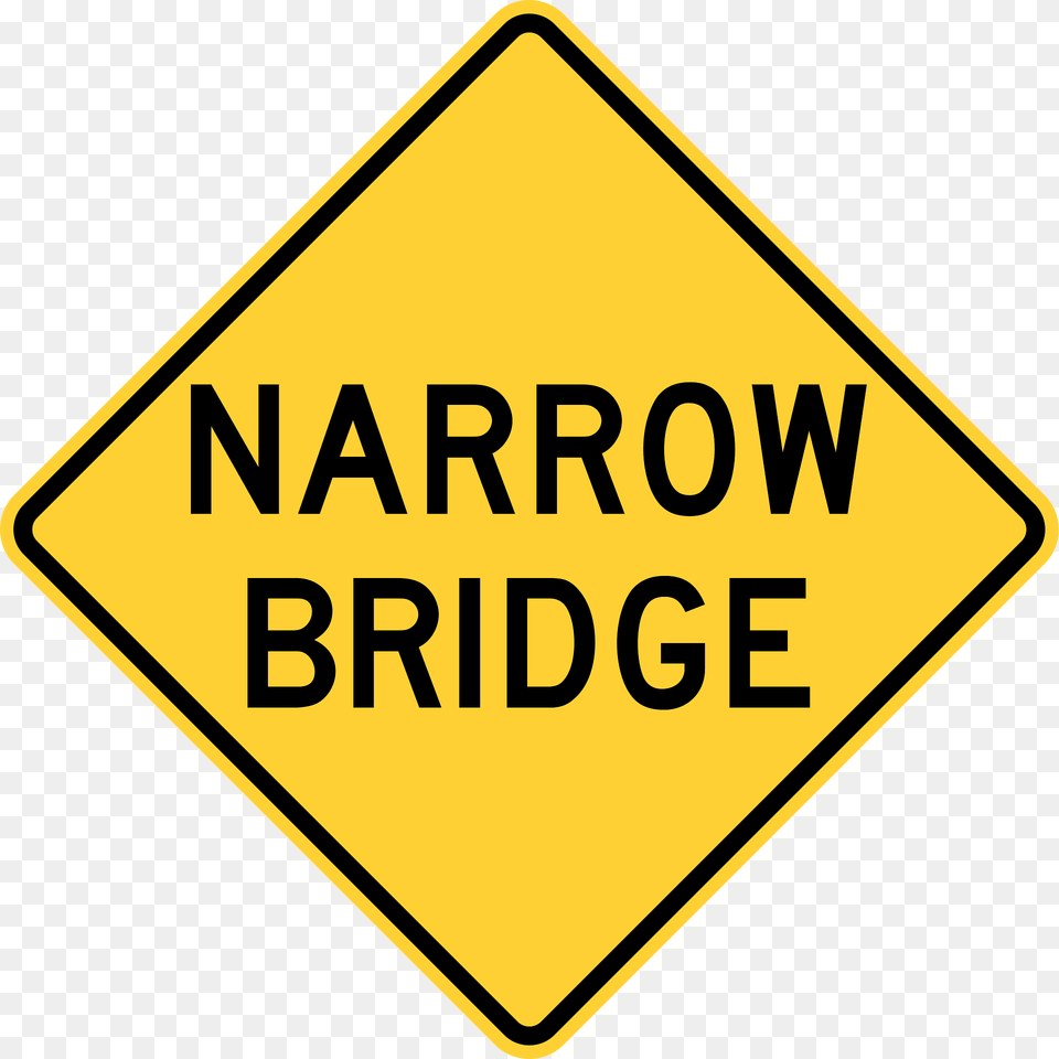 Narrow Bridge Ahead Sign In United States Clipart, Road Sign, Symbol Png