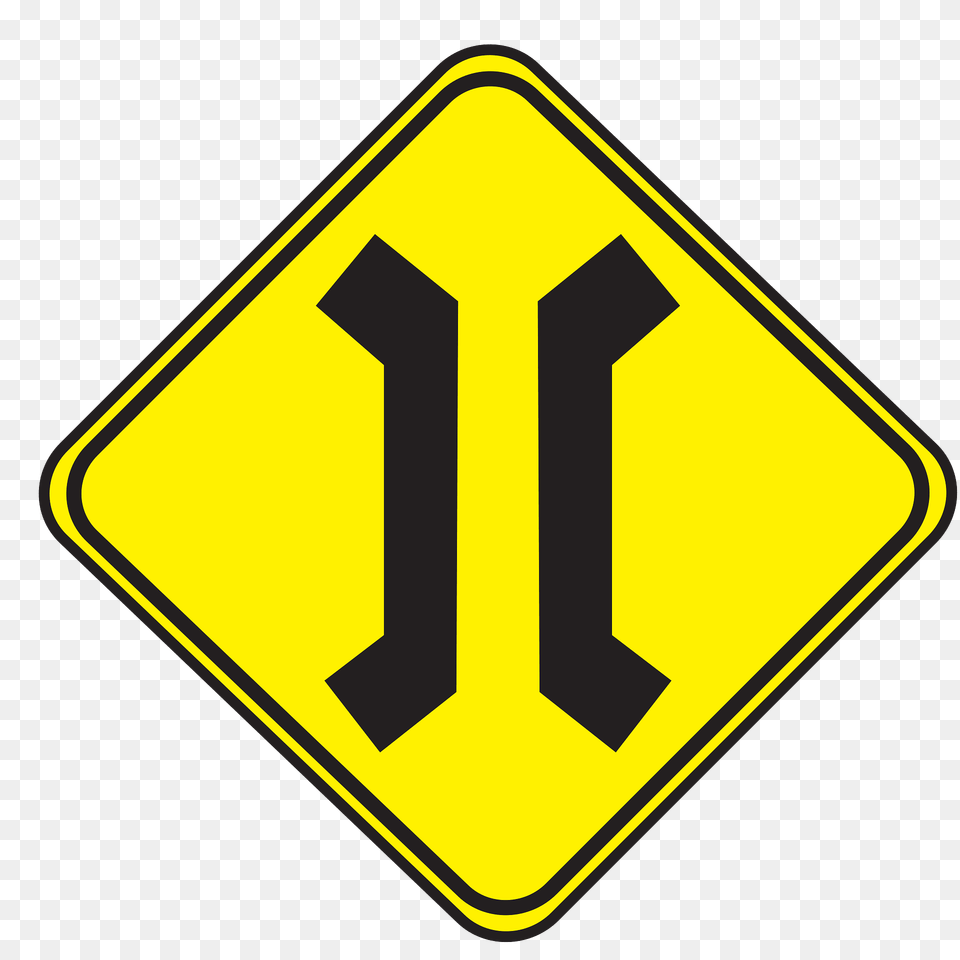 Narrow Bridge Ahead Sign In Uruguay Clipart, Symbol, Road Sign, First Aid Free Png Download