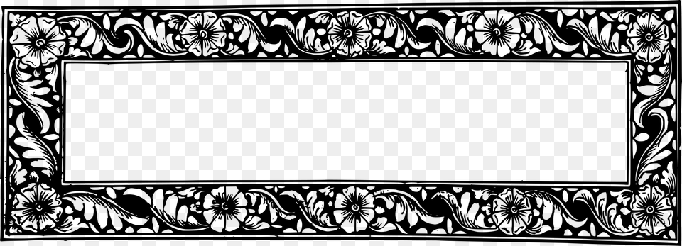 Narrow Flower Frame Clip Arts Motif, Gray Free Png Download