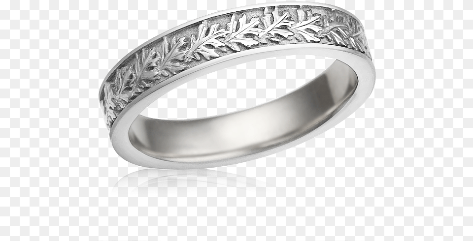 Narrow Oak Leaf Wedding Band Engagement Ring, Accessories, Jewelry, Platinum, Silver Png Image