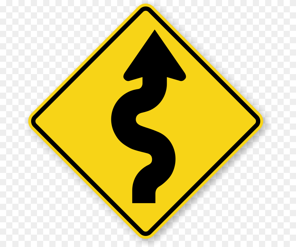 Narrow Road Signs Winding Road Sign, Symbol, Road Sign Free Transparent Png