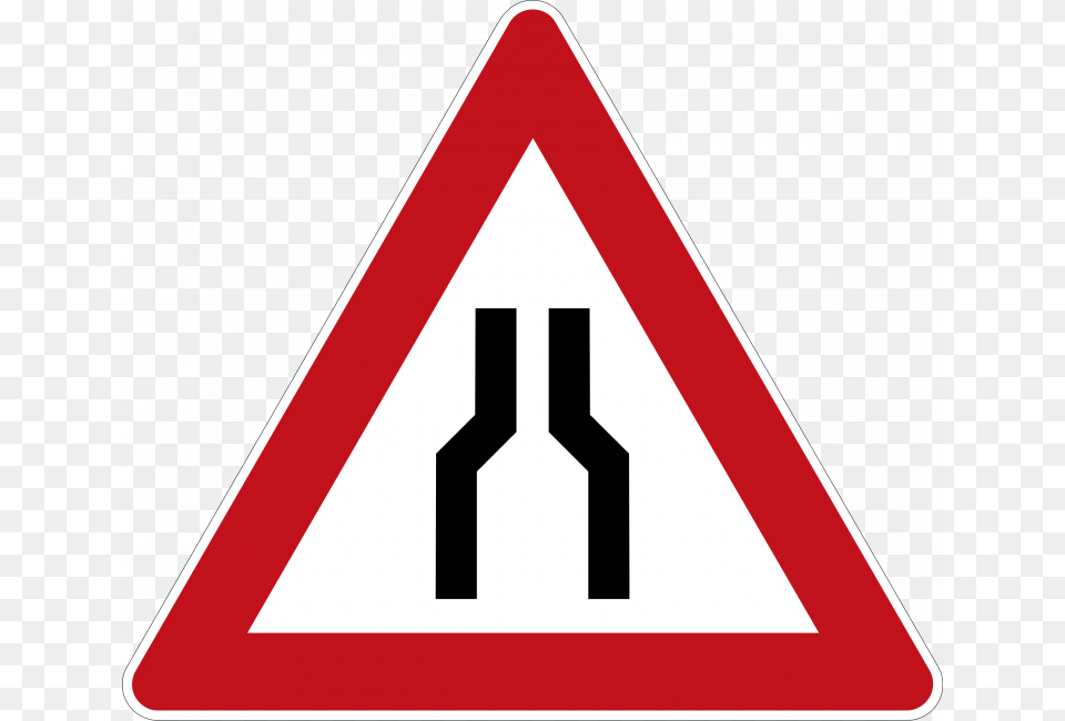 Narrow Roadway Ahead Achtung Svg, Sign, Symbol, Road Sign Free Transparent Png