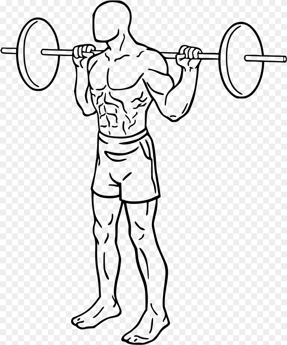 Narrow Stance Squat With Barbell, Gray Free Transparent Png