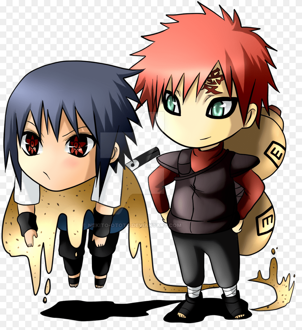 Naruto And Gaara Chibi Sasuke Y Gaara Chibi, Book, Comics, Publication, Person Free Transparent Png