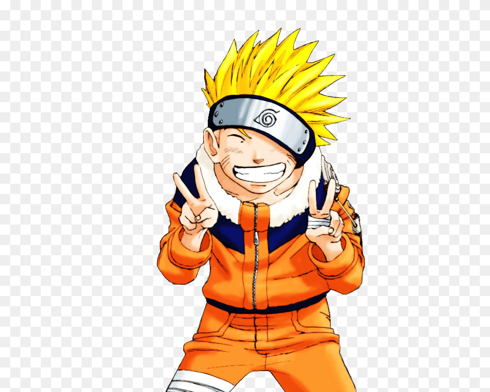 Naruto Anime Doing Peace Sign, Book, Comics, Publication, Baby Png