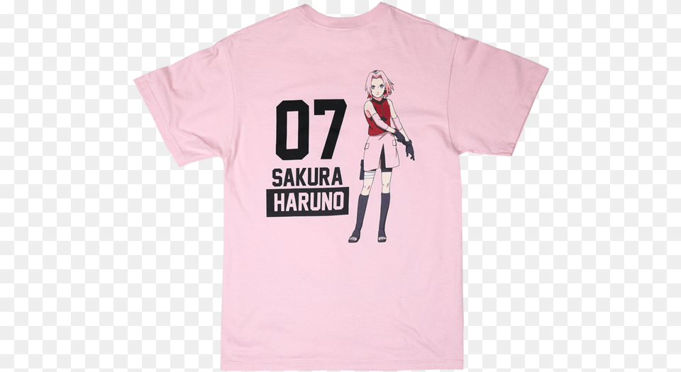 Naruto Sasuke And Sakura Pink Tee Short Sleeve, Clothing, Shirt, T-shirt, Adult Free Png