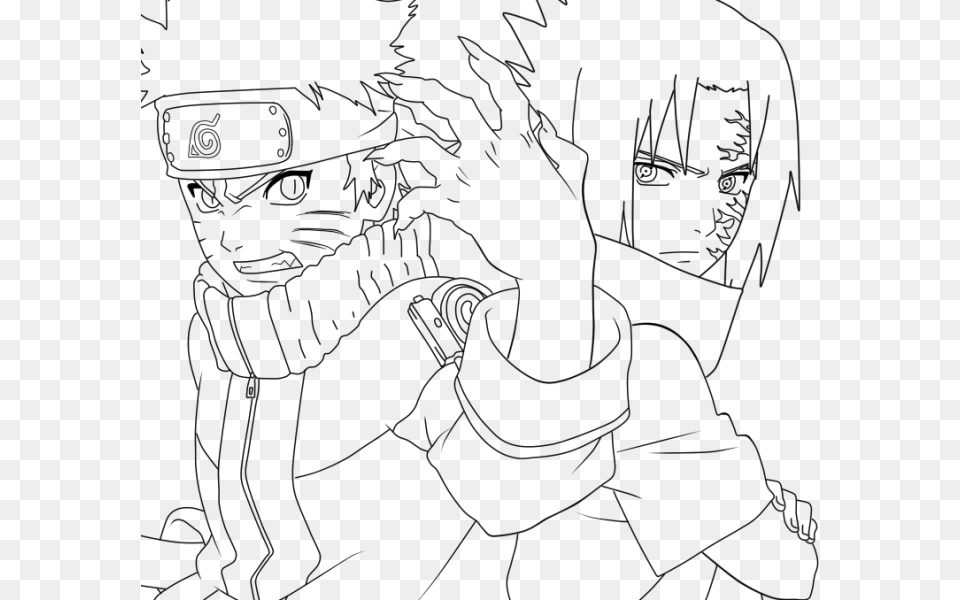 Naruto Sasuke Coloring Pages Naruto And Sasuke Drawing, Gray Free Png