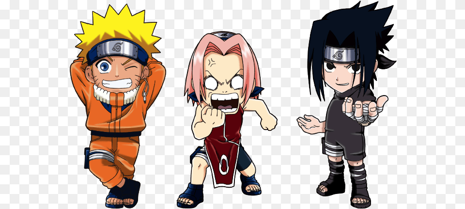 Naruto Sasuke Sakura Chibi, Book, Comics, Publication, Baby Free Png Download