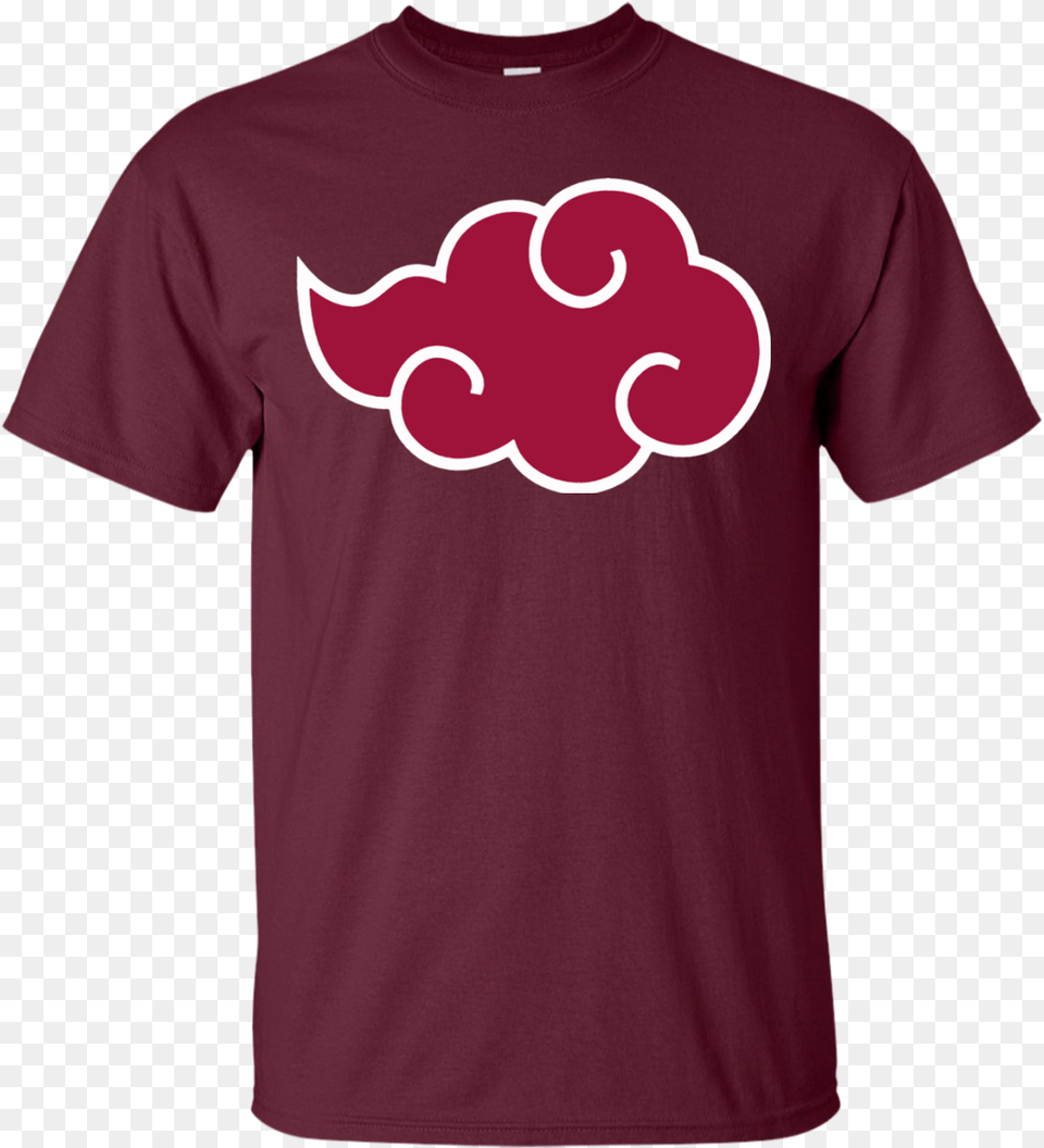 Naruto Ship Akatsuki Cloud Anti Leaf Black Pullover Fall Down Seven Times Stand Up Eight T Shirt, Clothing, T-shirt, Maroon Png Image