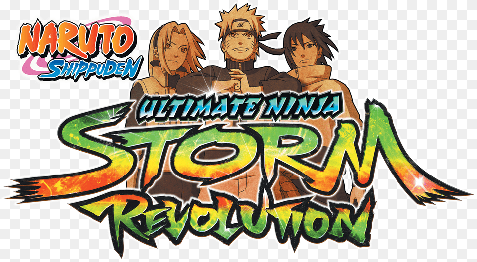 Naruto Shippuden Ultimate Ninja Storm Revolution Logo, Publication, Book, Comics, Baby Png Image