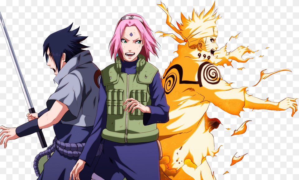 Naruto Shippuuden Team 7 Sakura Sasuke Kurama Sasuke Vs Naruto Iphone, Adult, Person, Female, Woman Png