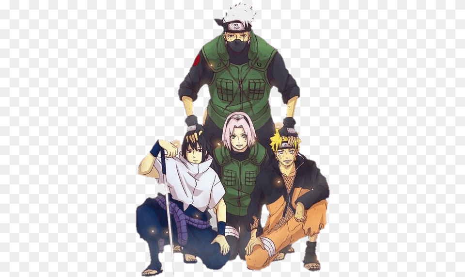 Naruto Team 7 And Kakashi, Publication, Book, Comics, Person Free Png Download