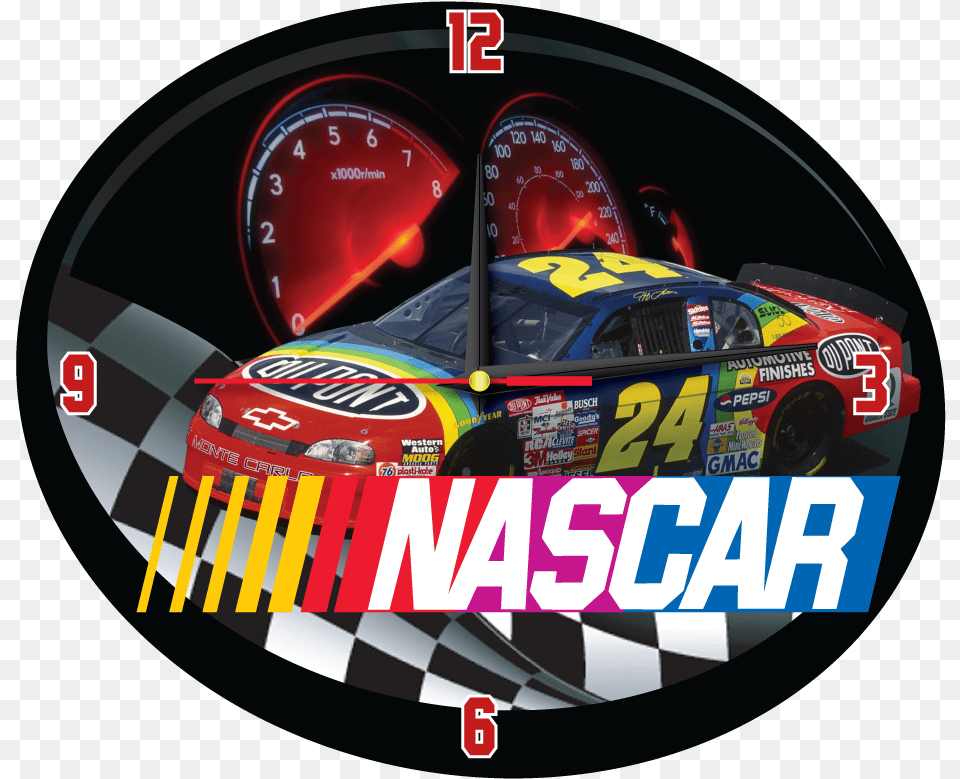 Nascar Clock, Car, Transportation, Vehicle, Machine Png Image