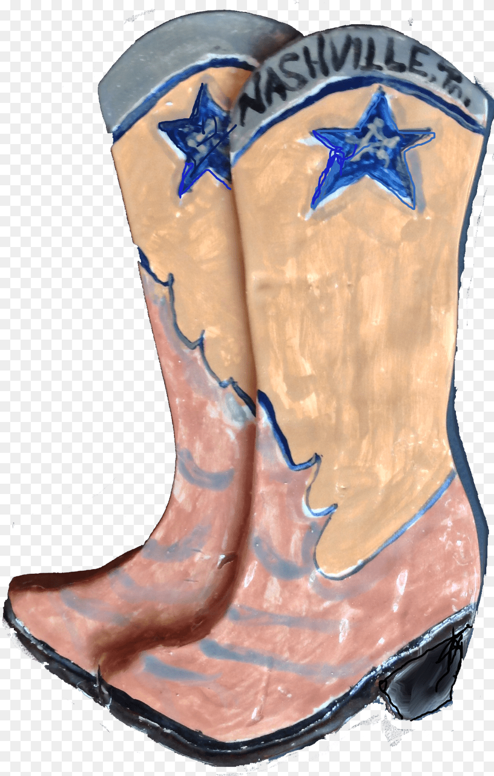 Nashville Cowboy Boots Ceramic Plaque Cowboy Boot, Clothing, Footwear, Cowboy Boot, Person Free Transparent Png