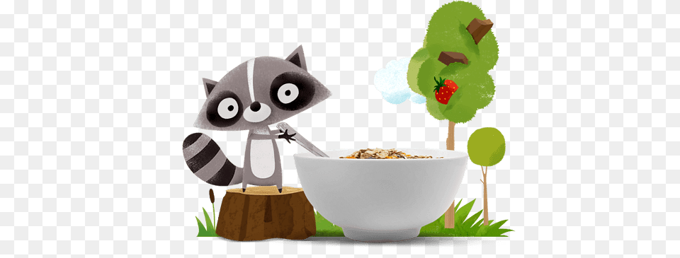 Nat Raccoon Eating, Bowl, Food Png Image