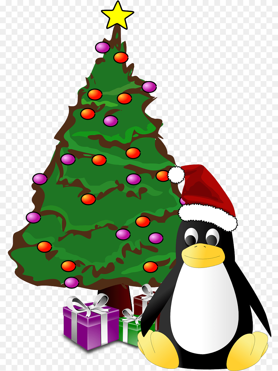 Natal Tux Svg Clip Arts Christmas Tree Animated, Festival, Christmas Decorations, Plant, Person Free Png Download