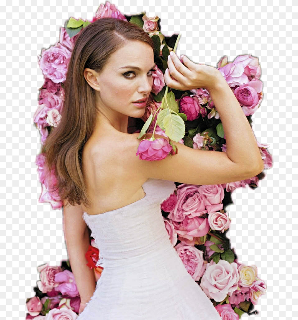 Natalie Portman La Vie En Rose Natalie Portman Dior Roses, Flower Bouquet, Person, Flower Arrangement, Flower Free Transparent Png