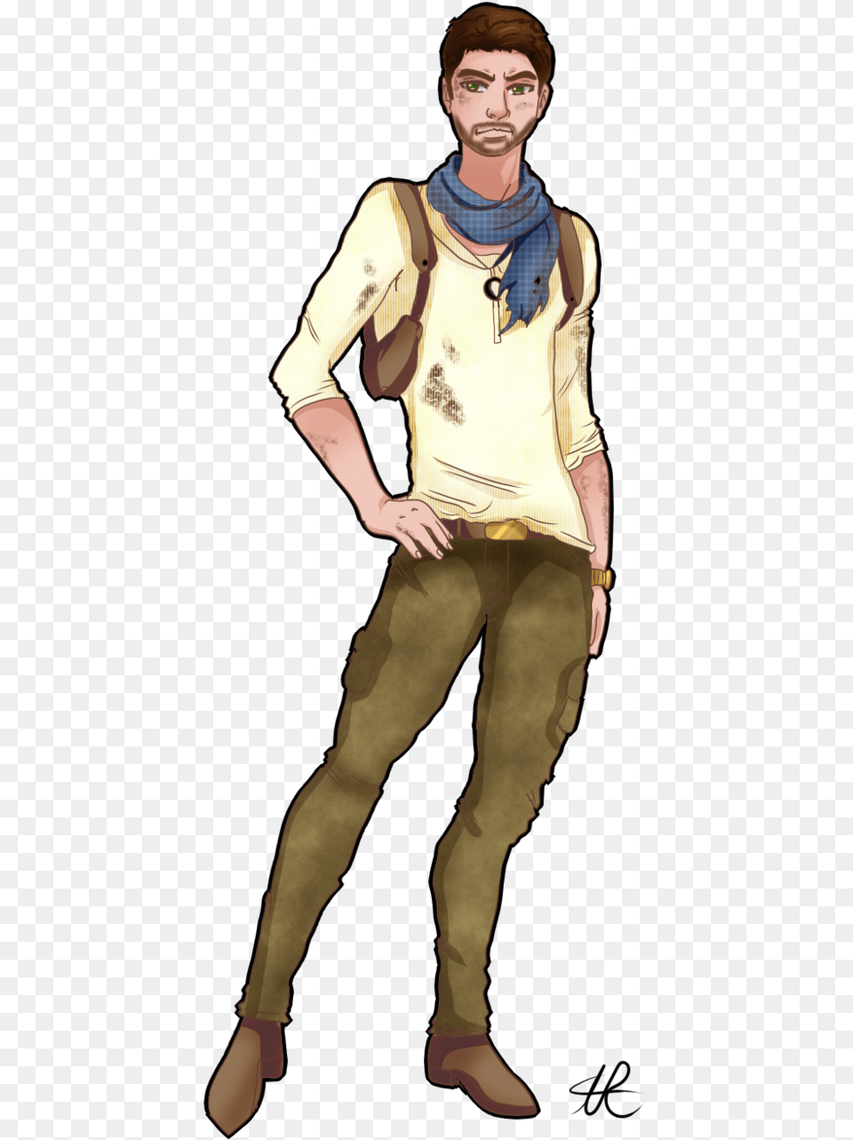 Nathan Drake By Ajwhereartthou Clipart Nathen Drake Drawing Easy, Clothing, Pants, Adult, Person Free Transparent Png
