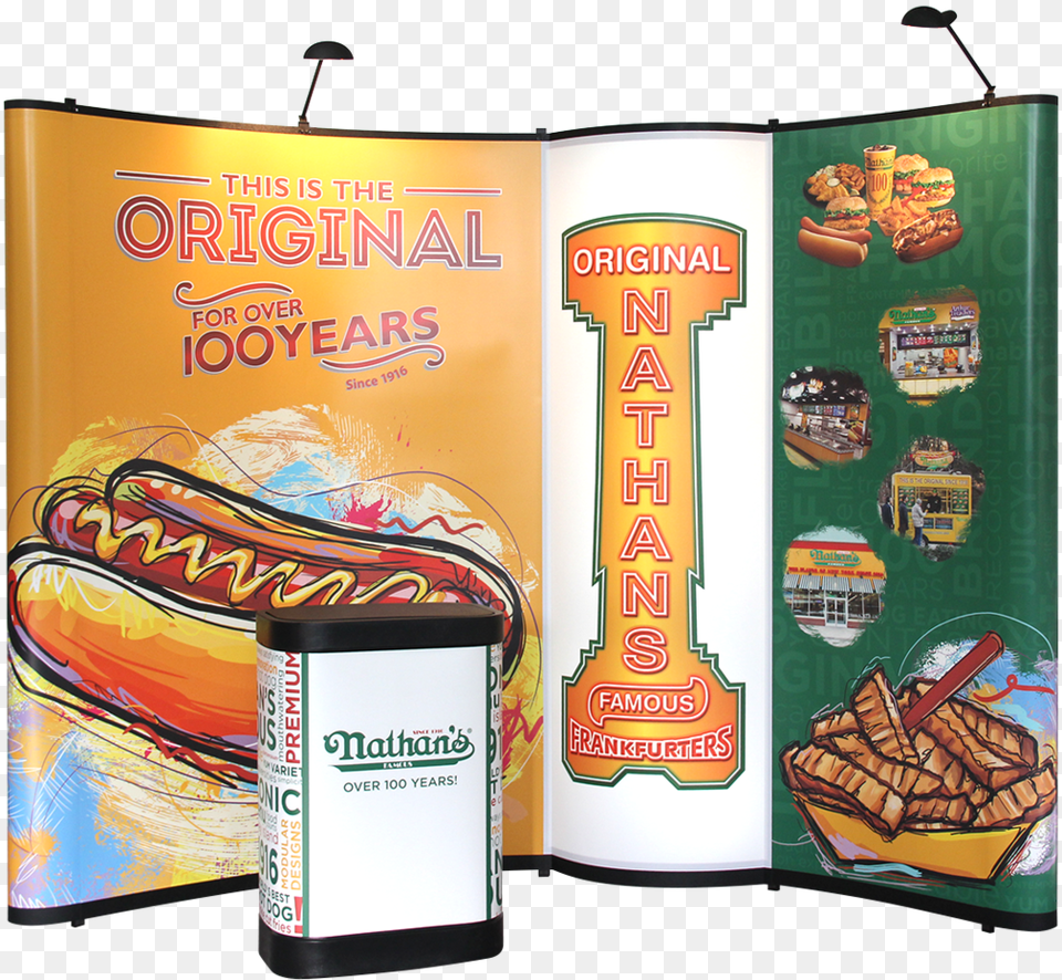 Nathans Hotdogs Pop Up Cutout Square Sfv Banner, Can, Tin, Person, Food Free Png Download