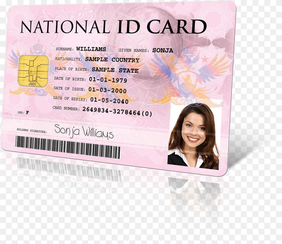 National Identification Card License, Text, Adult, Person, Woman Free Png