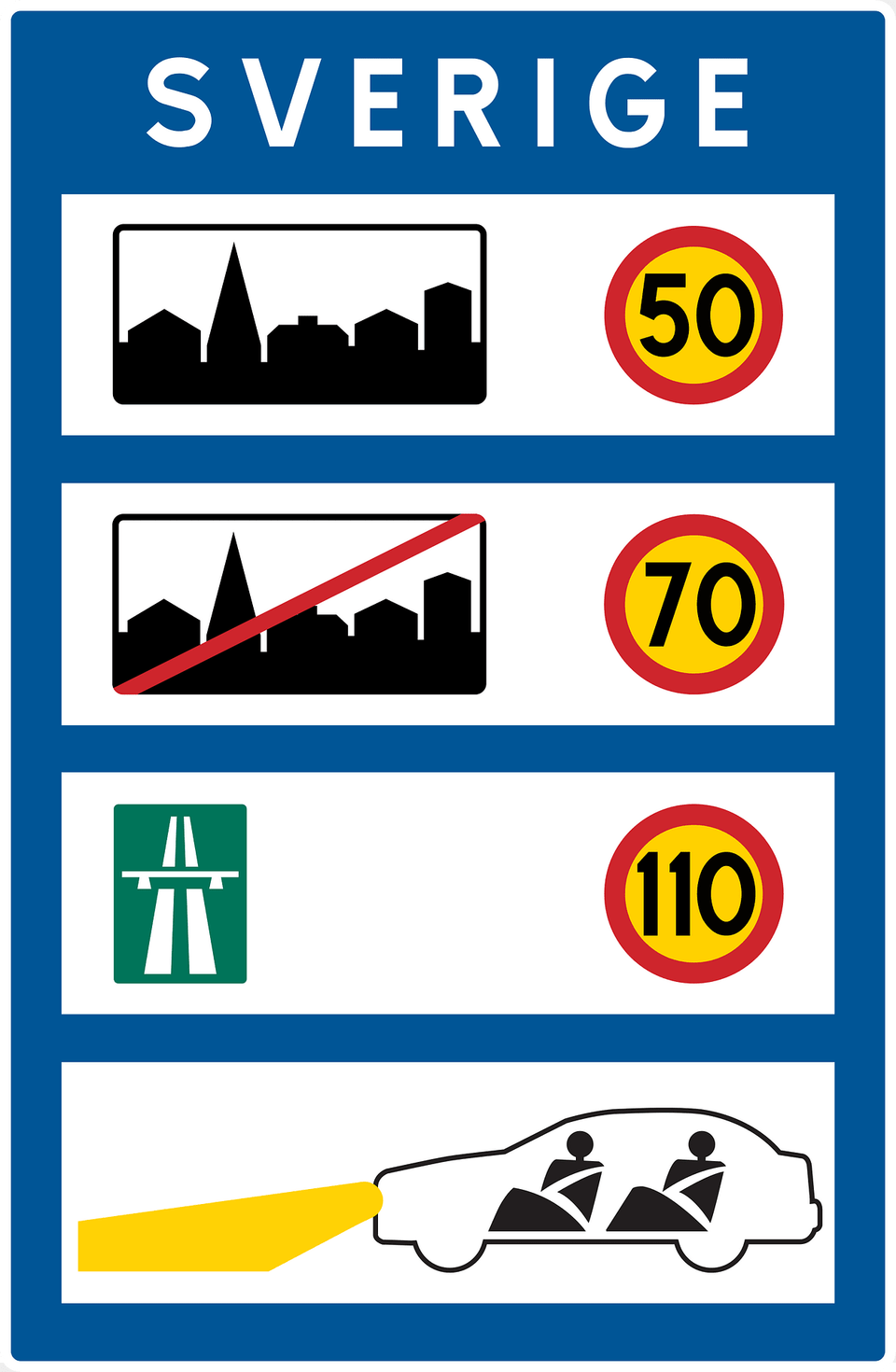 National Speed Limits Sign In Sweden Clipart, Symbol, Road Sign Free Png