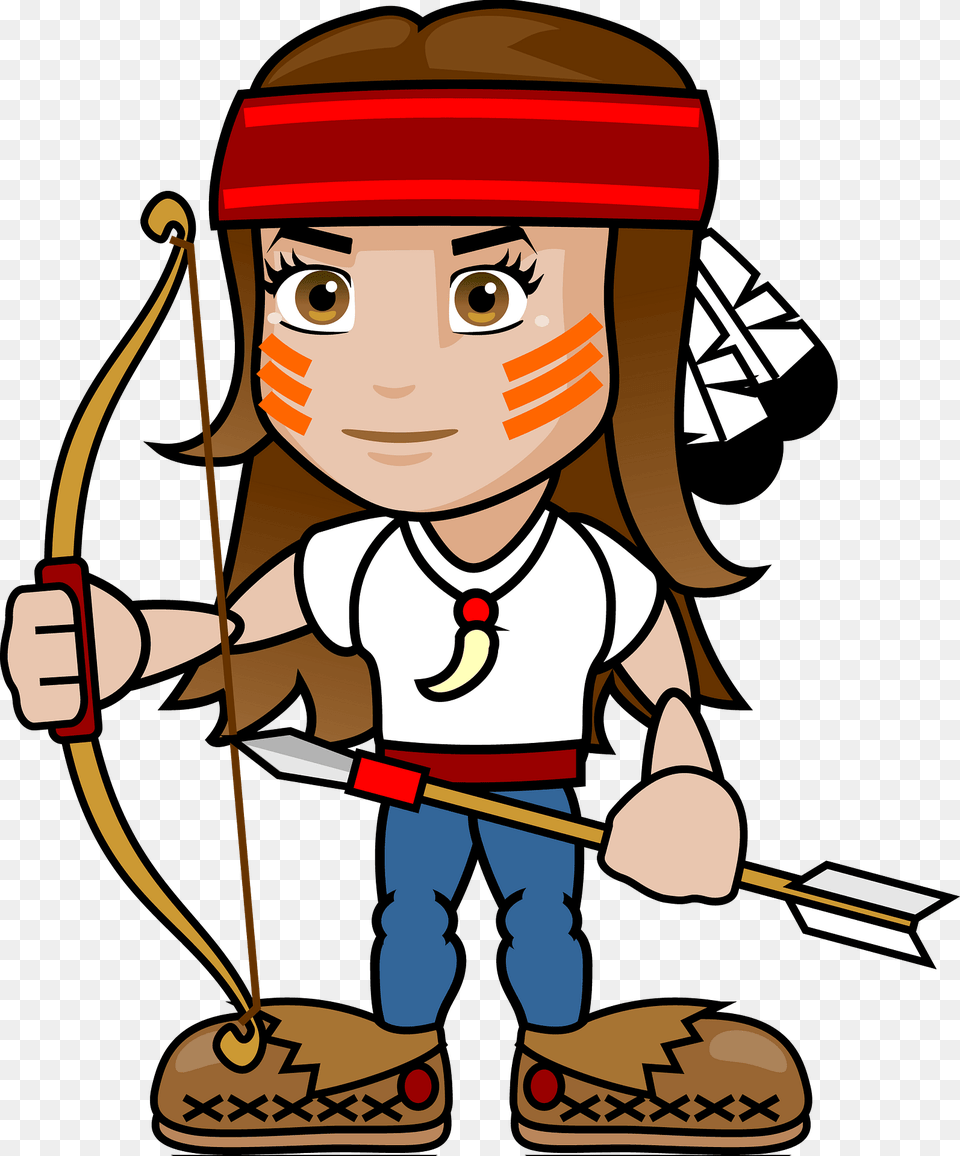 Native American Archer Girl Clipart, Baby, Person, Weapon, Face Free Transparent Png