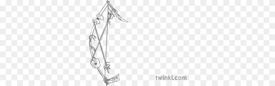 Native American Bow And Arrow Black White Illustration Thylacoleo Colouring Pages, Weapon, Chandelier, Lamp Png Image