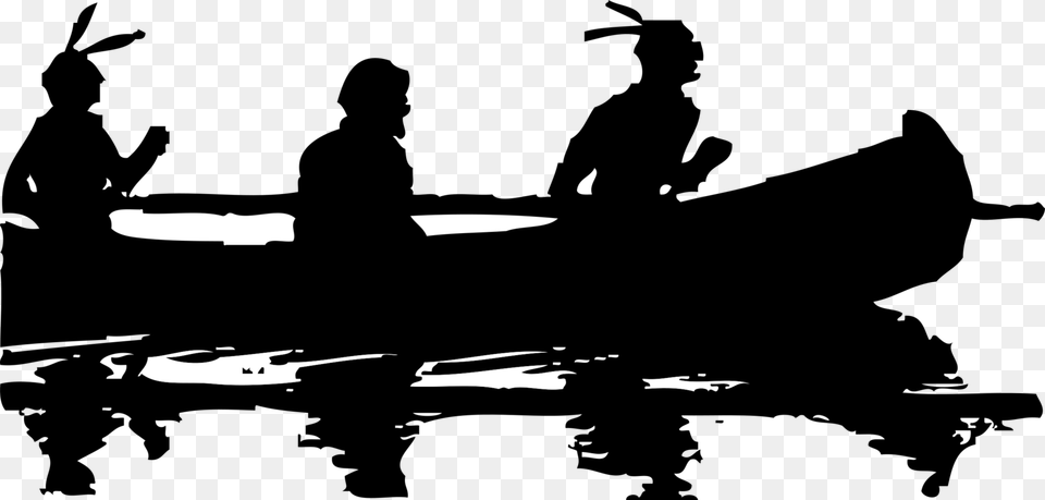 Native American Canoe Clipart, Lighting, Silhouette Free Png