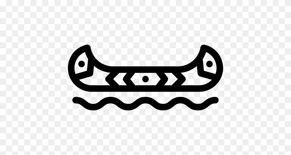 Native American Canoe Icon, Gray Png