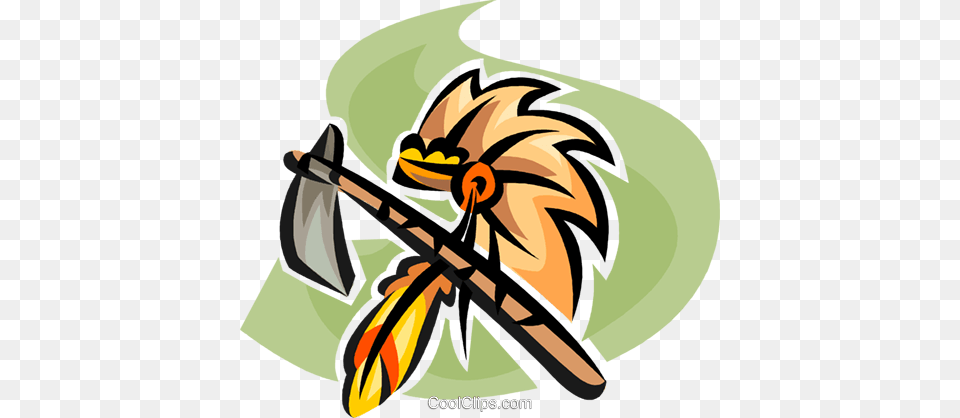 Native American Headdress And Tomahawk Royalty Vector Clip, Weapon Png