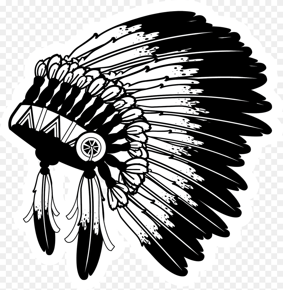 Native American Headdress Illustration Native American Headdress Transparent, Art, Stencil, Drawing Free Png