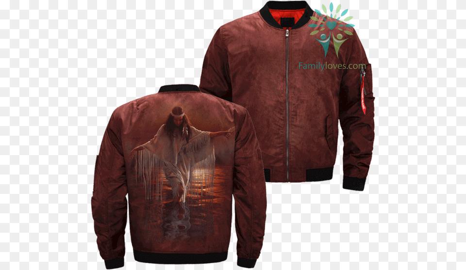 Native American Indian Girl Over Print Bomber Jacket Truck Driver Jackets, Clothing, Coat, Adult, Female Png Image