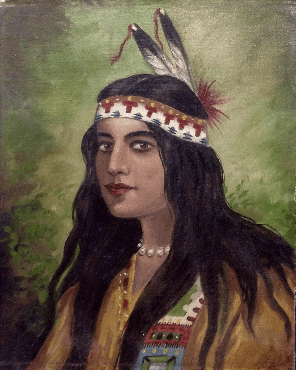 Native American Indian Maiden With Long Black Hair Oil Painting Free Png Download