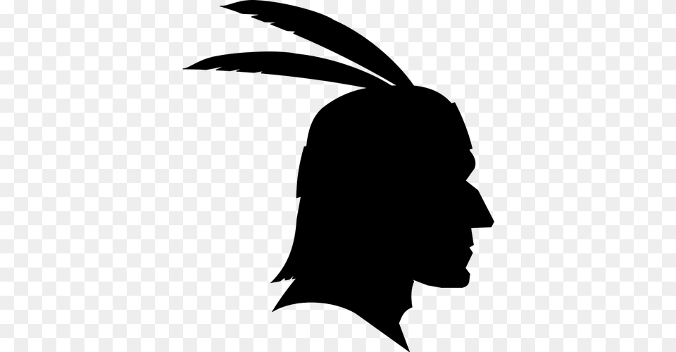 Native American Profile Silhouette Vector, Gray Free Png Download