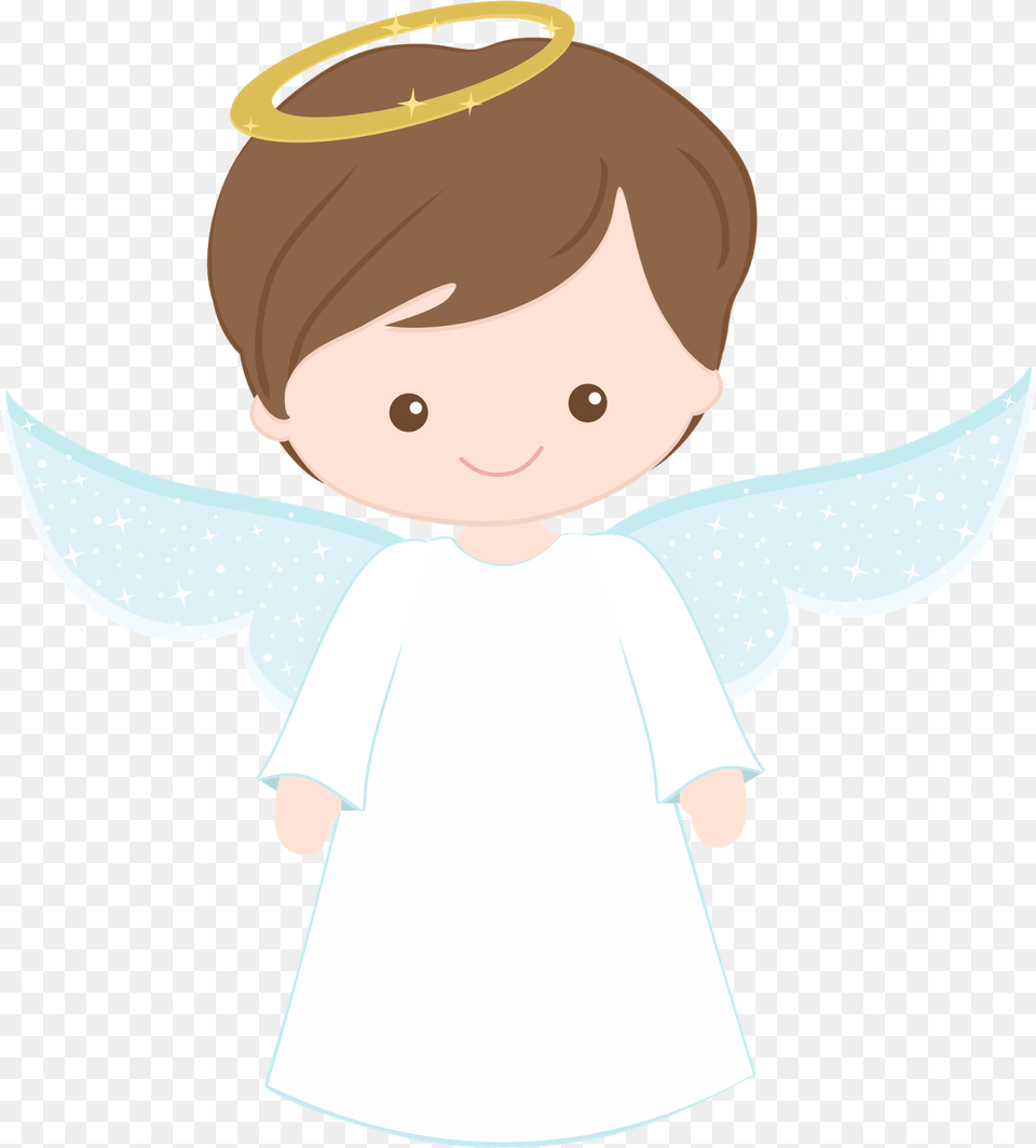 Nativity Clipart Blue Christmas Angel Anjinho Batizado Azul, Baby, Person, Cartoon, Face Png Image