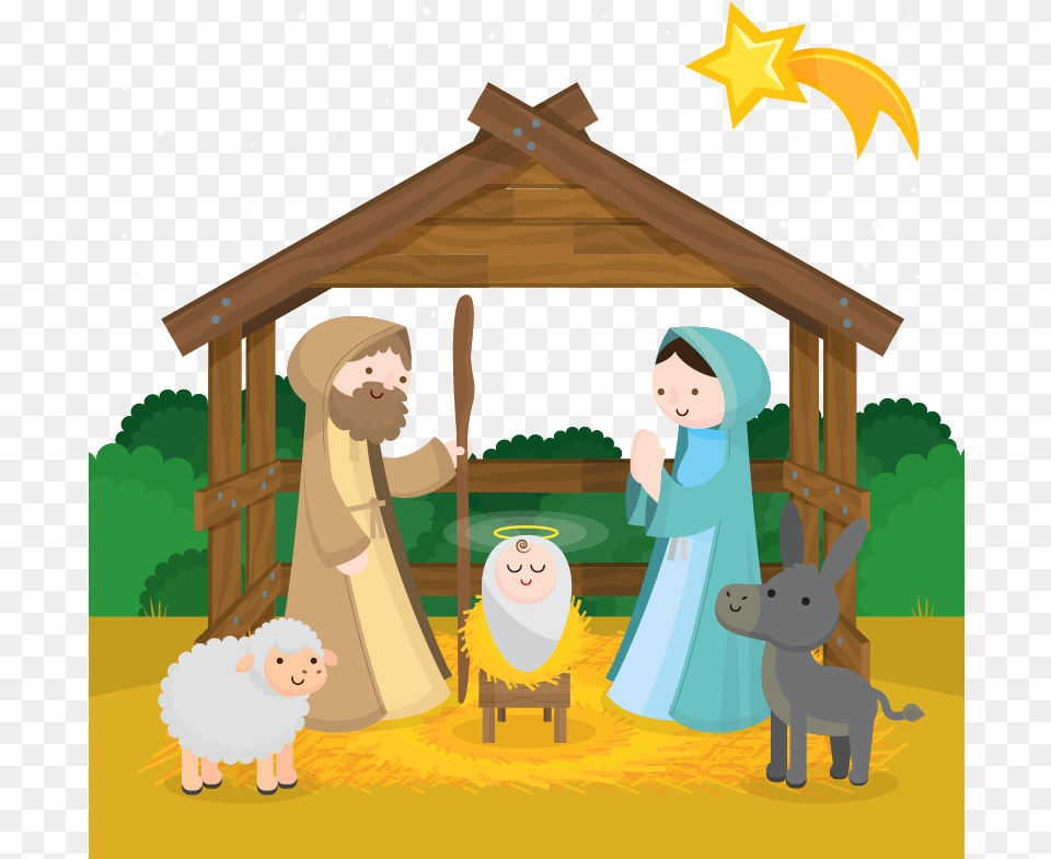 Nativity Clipart Nacimiento De Jesus Animado, Outdoors, Baby, Person, Architecture Png Image