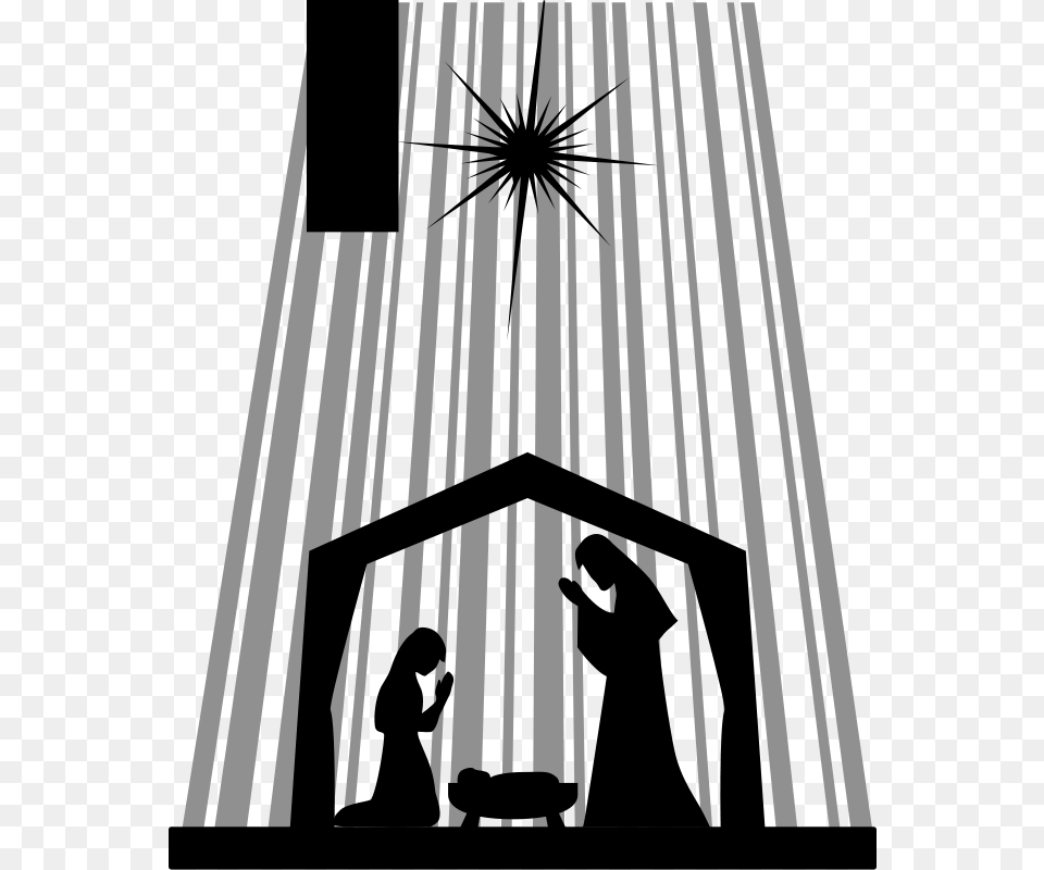 Nativity Outline Clipart Nativity Star Silhouette Nativity Silhouette, City, Gate, Cross, Symbol Png Image