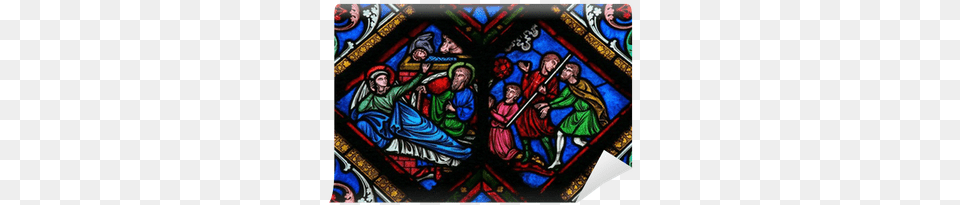 Nativity Scene At Christmas Stained Glass, Art, Stained Glass Free Png