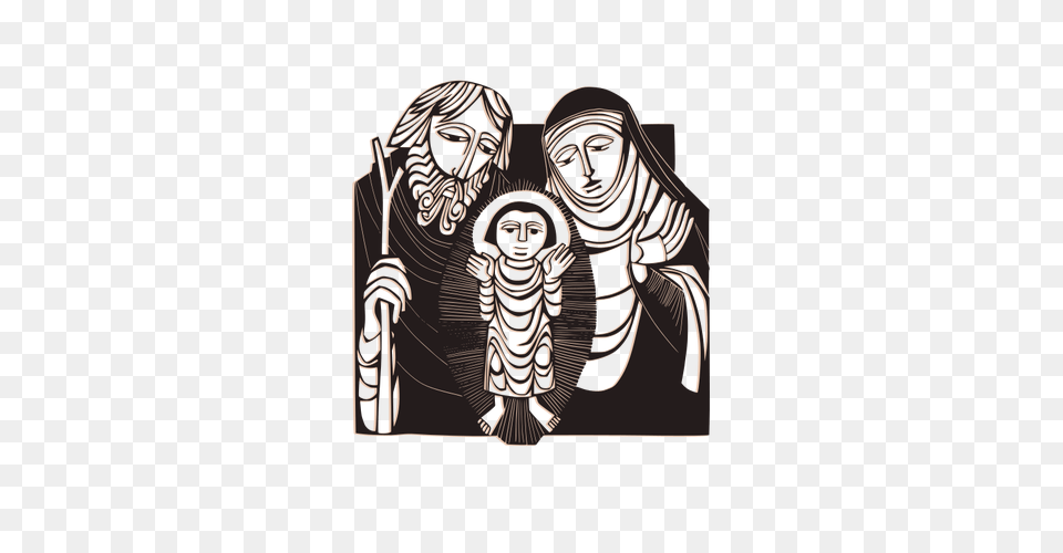 Nativity Scene In Shades Of Black, Emblem, Symbol, Person Free Transparent Png