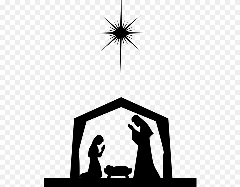 Nativity Scene Nativity Of Jesus Silhouette Christ Child Manger, Gray Free Transparent Png